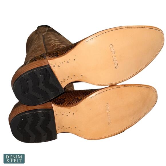 NEW Cody James Mens Exotic Python Western Boots Brown Round Toe Leather 8D‎ main image 4